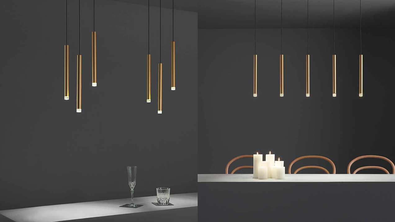 Slim Tube Messing LED-Hängeleuchte